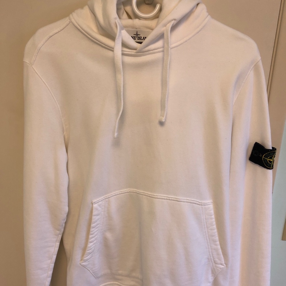 Stone island white hoodie